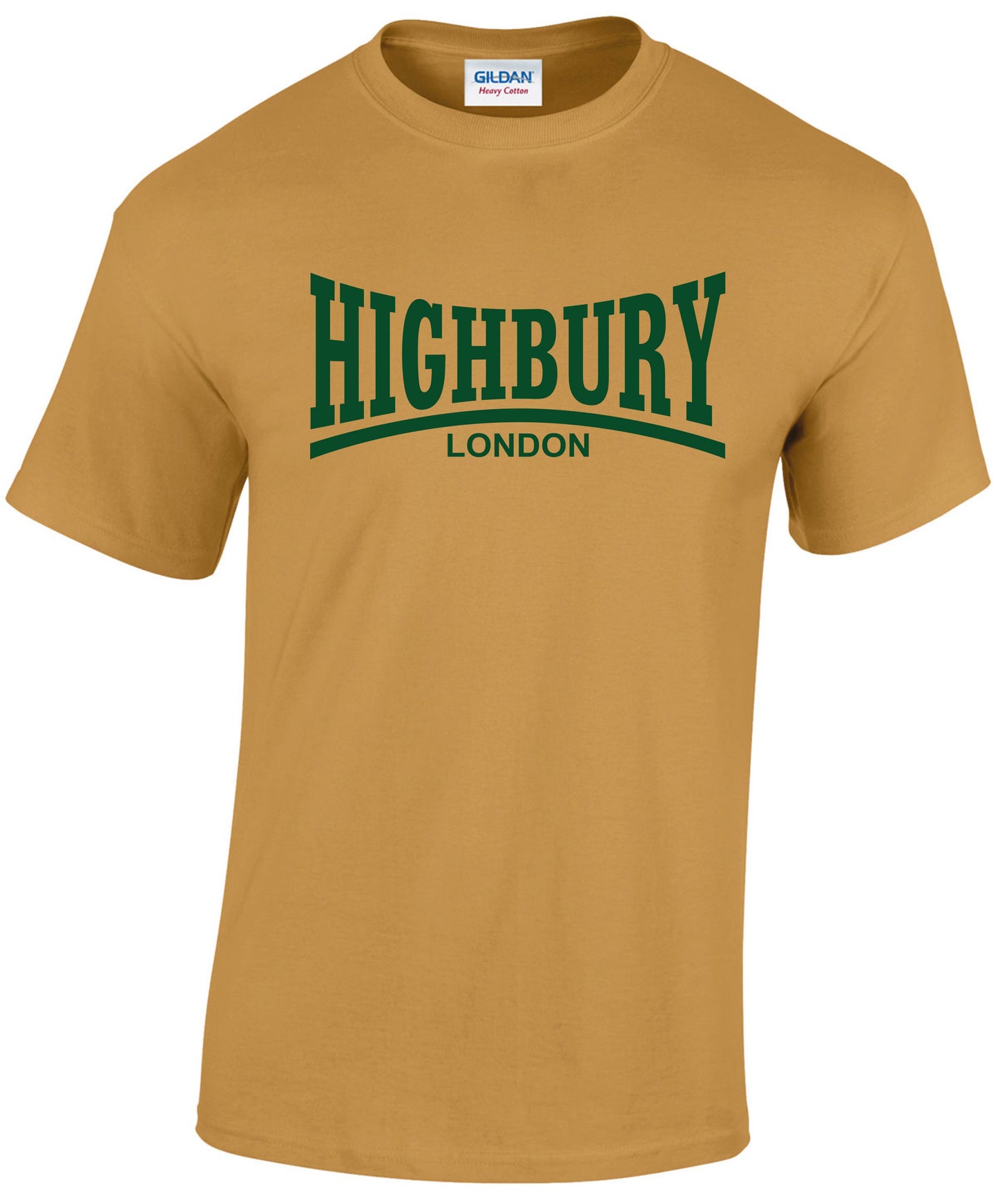 Highbury T-Shirts - White, Sand, Mint, Orange, Bright Green +  Antique Gold