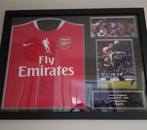 Signed and Framed Bergkamp Testimonial Shirt