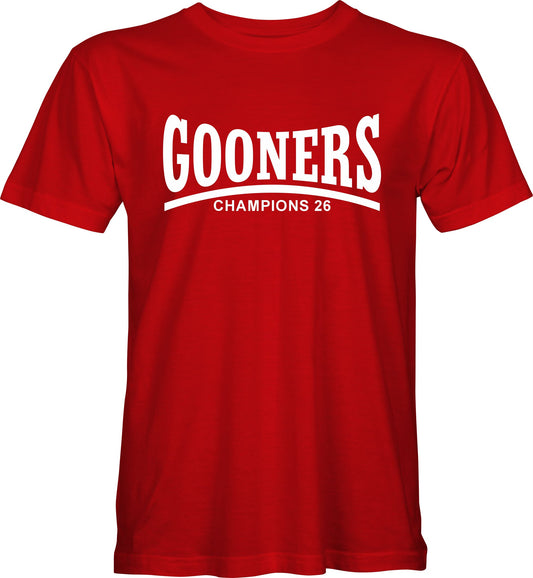Gooners Champions 2026 T-shirts (Red)