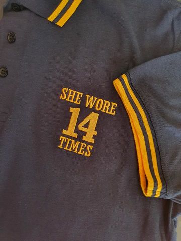 14 Times Polo Shirt - Navy and Yellow