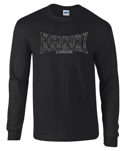 Highbury Black on Black - Long Sleeve T-shirts