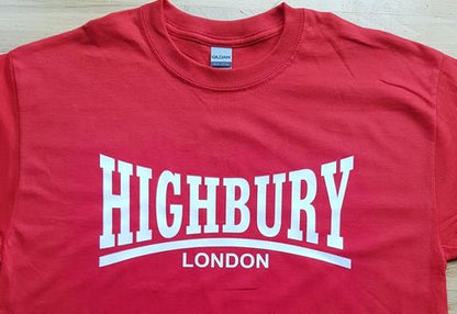 Highbury London T-Shirts - Grey, Black, Navy, Red, Redcurrent